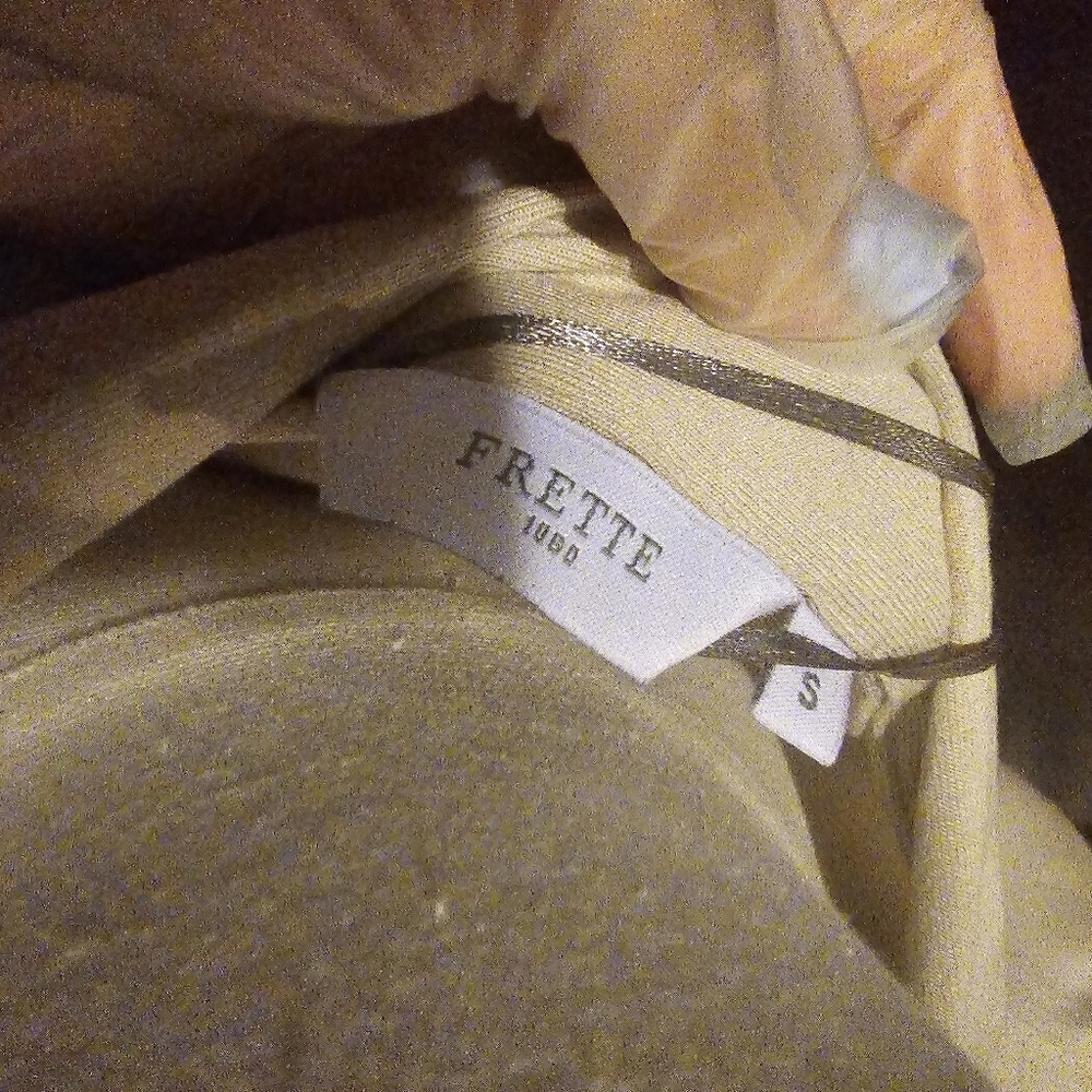 Frette LuxuryNewW/Tags 2025 Beige  Nightgown Pyjamas w/Blue Trim Button Down - Picture 9 of 15